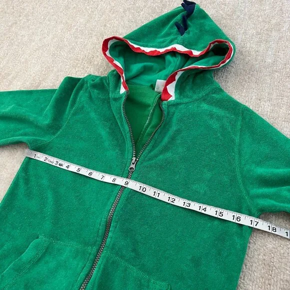 Hanna Andersson Boys Dino Green French Terry Zip Up Hoodie Sweatshirt 10 - Picture 6 of 9